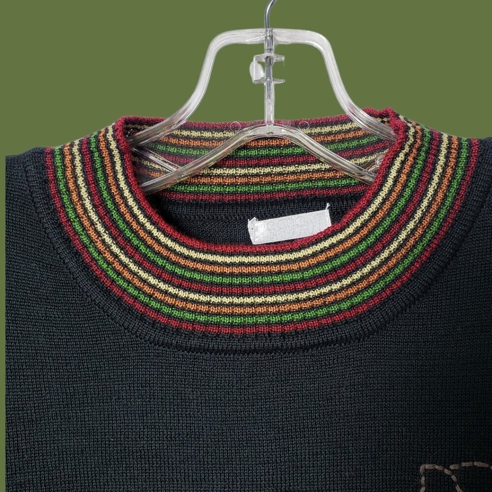 999rst Womens Knit Sweater With Multicolor Collar & Animal Embroidery  Medium - Picture 5 of 14